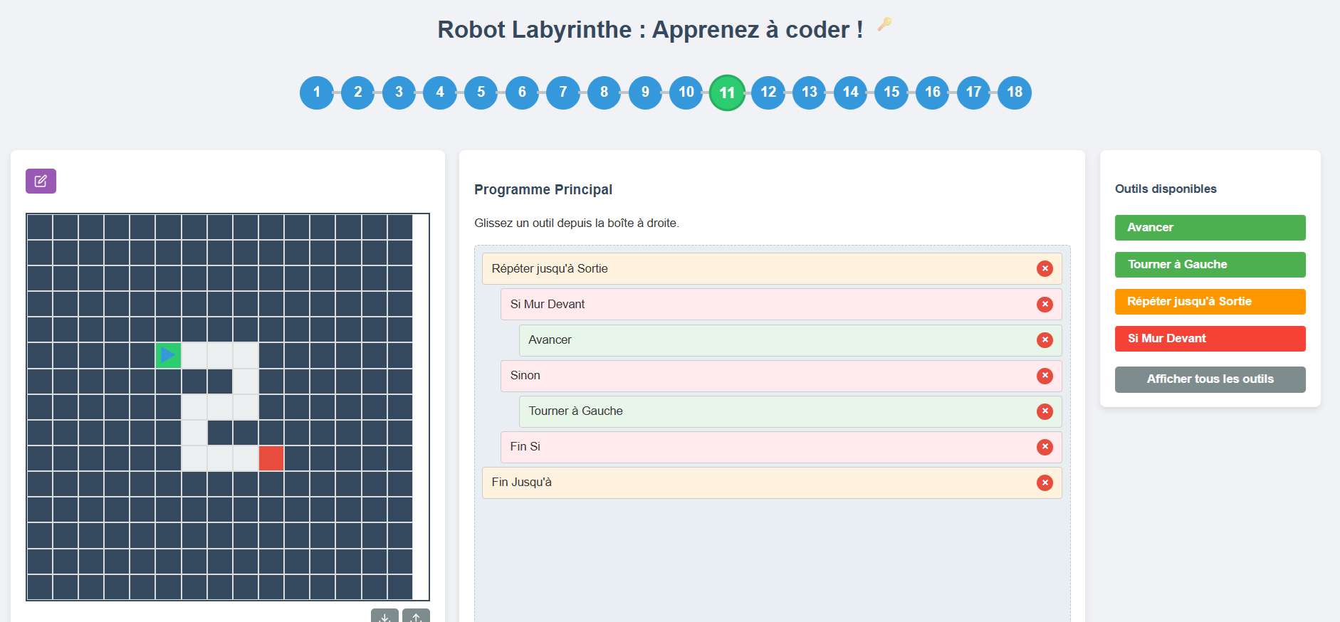 Capture d'écran du Robot Labyrinthe